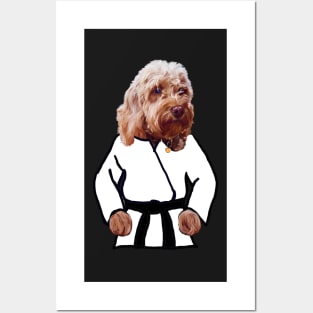 Kong fu Cava - Karate - martial arts Cavapoo Cavoodle puppy dog  - cavalier king charles spaniel poodle, puppy love Posters and Art